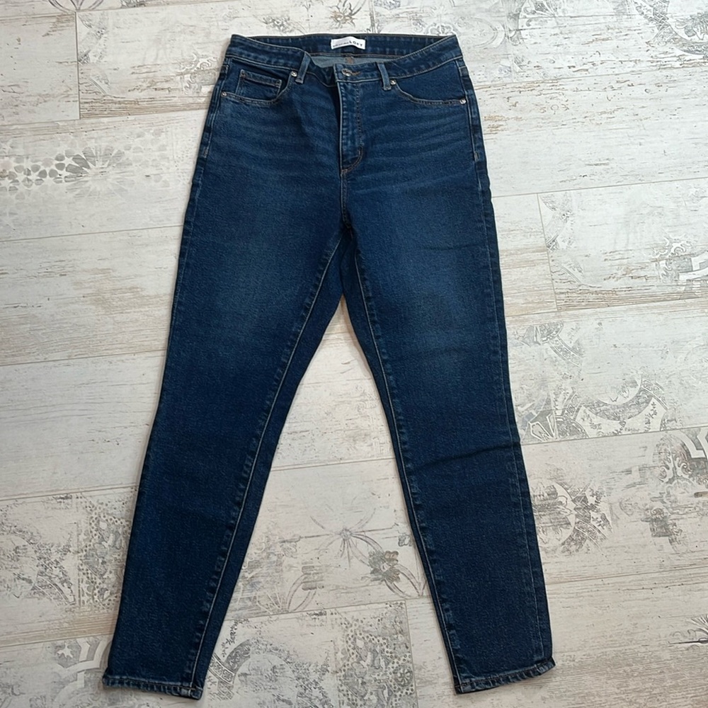 Loft Dark Wash Curvy High Waist Skinny Ankle Jeans